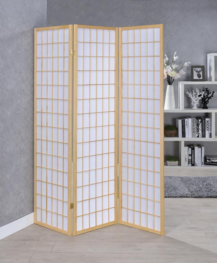 3-panel Folding Screen Natural and White_0