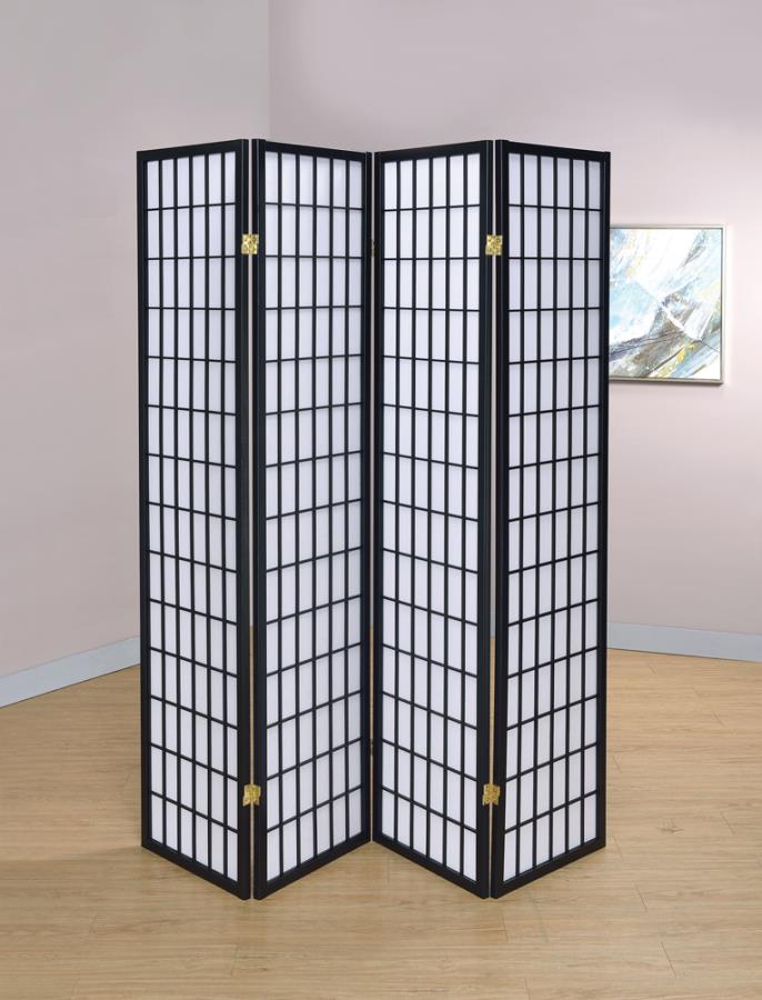 4-panel Folding Screen Black and White_0