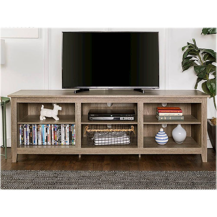 Walker Edison - Modern Open 6 Cubby Storage TV Stand for TVs up to 78" - Driftwood_9