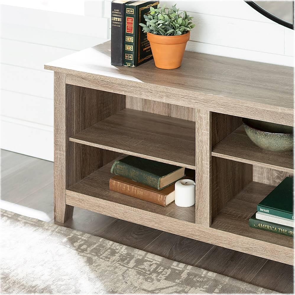 Walker Edison - Modern Open 6 Cubby Storage TV Stand for TVs up to 78" - Driftwood_6