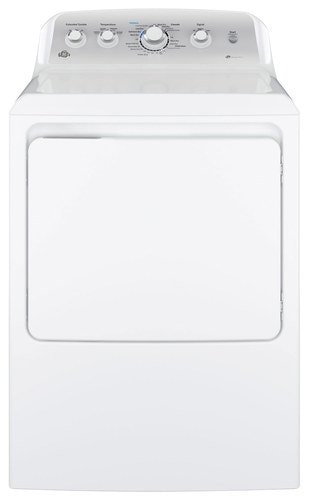 GE - 7.2 Cu. Ft. 4-Cycle High-Efficiency Gas Dryer - White with silver backsplash_0