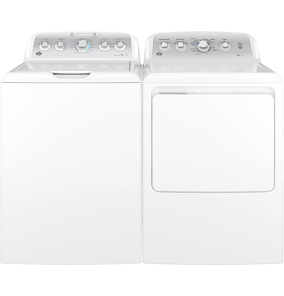 GE - 7.2 Cu. Ft. 4-Cycle High-Efficiency Gas Dryer - White with silver backsplash_2