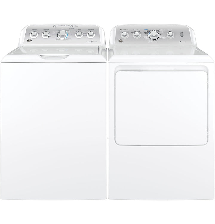 GE - 7.2 Cu. Ft. 4-Cycle High-Efficiency Gas Dryer - White with silver backsplash_2