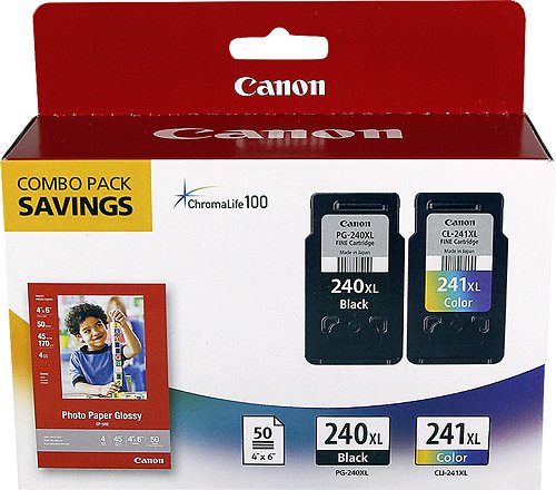 Canon - PG-240XL/CL-241XL/GP-502 2-Pack High-Yield - Black/Color Ink Cartridges + Photo Paper - Black/multicolor_0