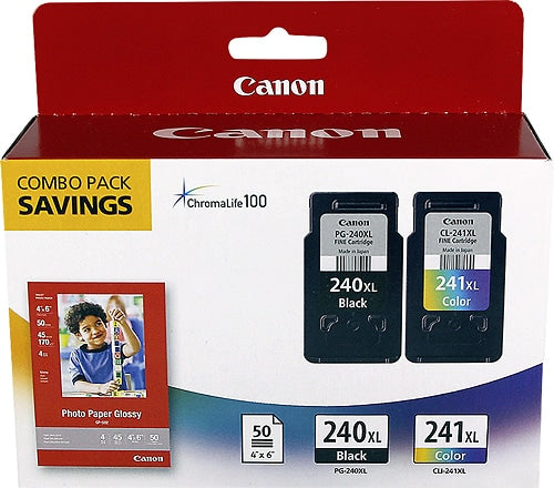 Canon - PG-240XL/CL-241XL/GP-502 2-Pack High-Yield - Black/Color Ink Cartridges + Photo Paper - Black/multicolor_1