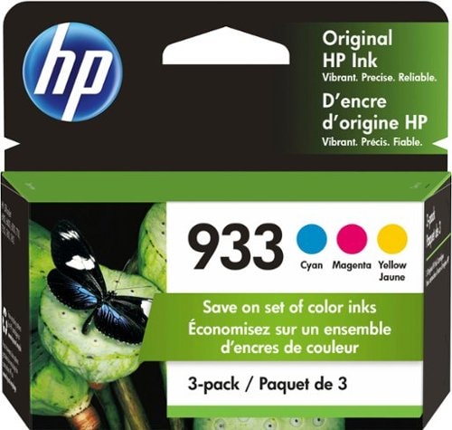 HP - 933 3-Pack Standard Capacity Ink Cartridges - Cyan/Magenta/Yellow_0