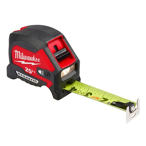 25ft Compact Wide Blade Magnetic Tape Measure w/ Rechargeable 100L Light_0