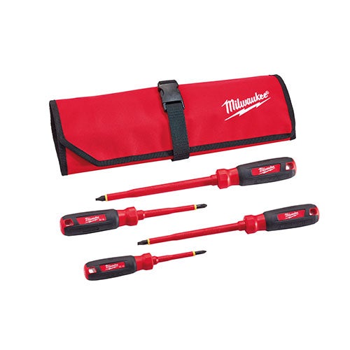 4pc 1000V Insulated Screwdriver Set w/ Roll Punch_0