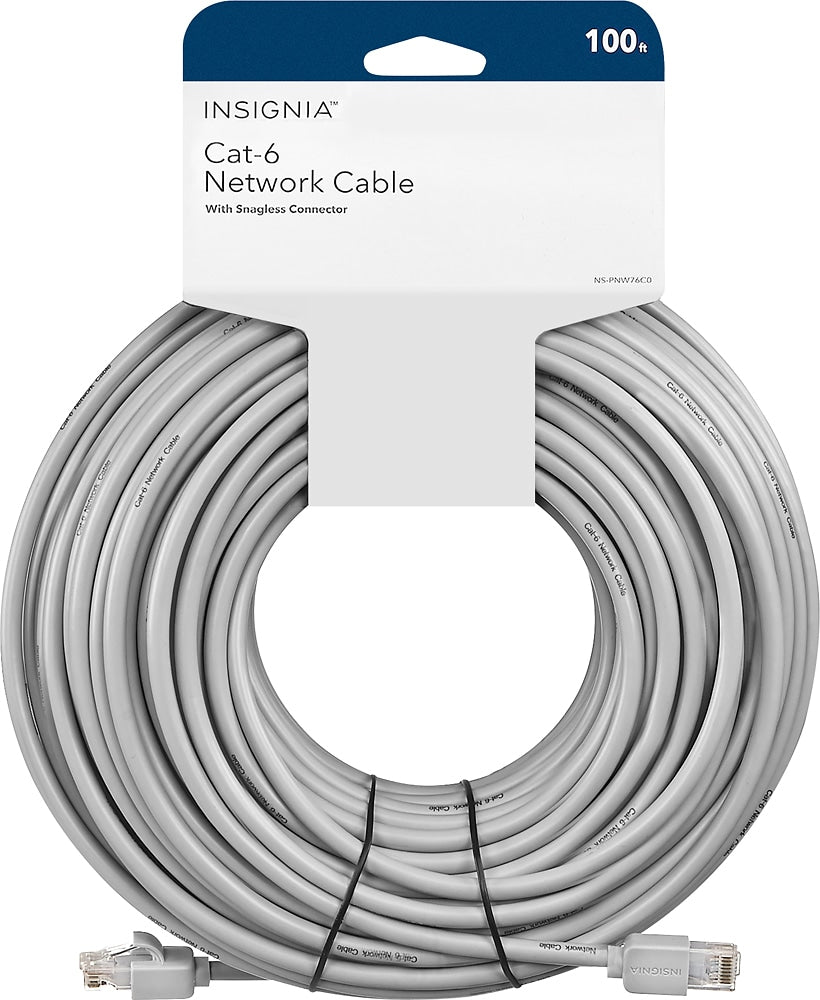 Insignia™ - 100' Cat-6 Ethernet Cable - Gray_3