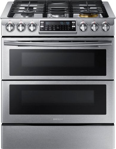 Samsung - Flex Duo™ 5.8 Cu. Ft. Self-Cleaning Slide-In Gas Convection Range - Stainless steel_0