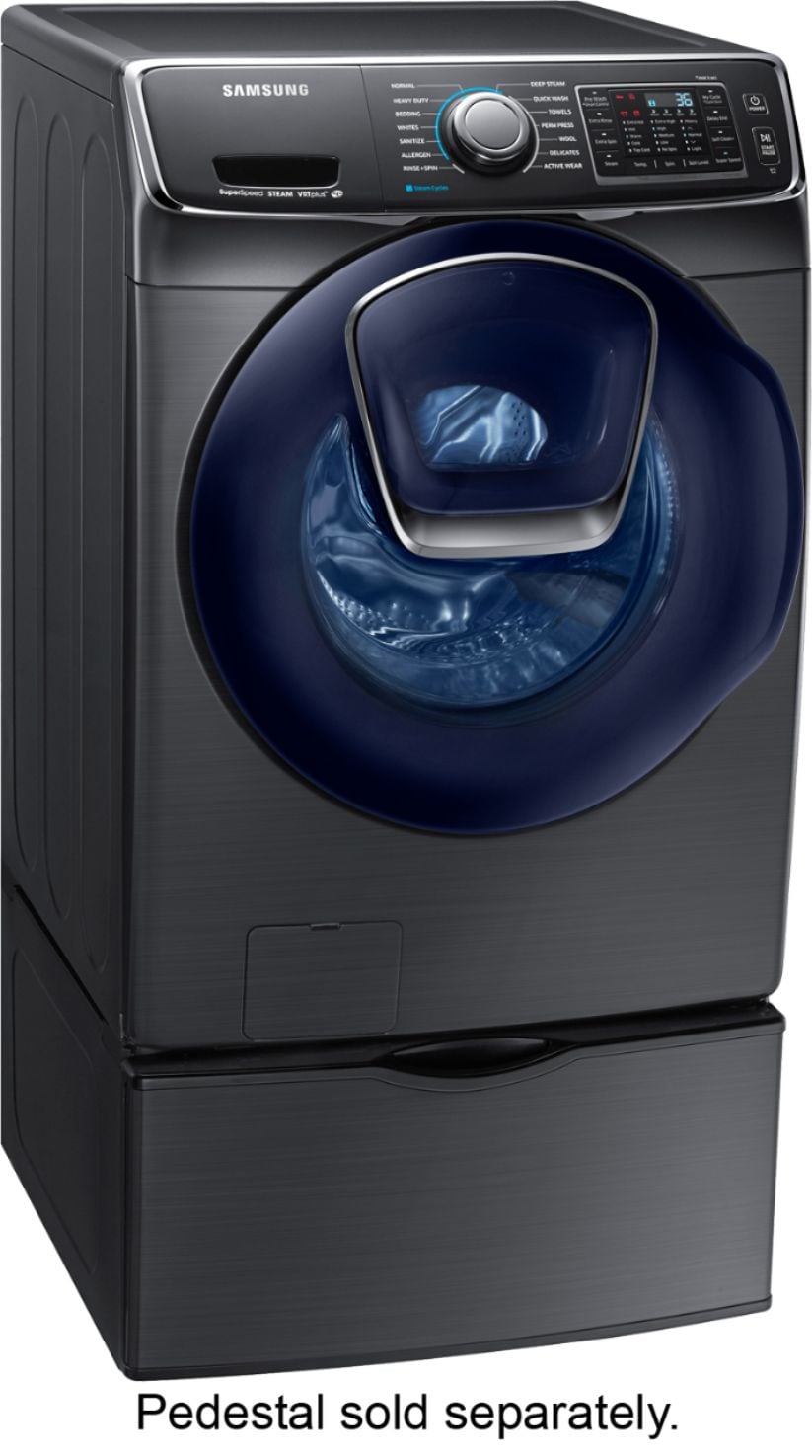 Samsung - 4.5 Cu. Ft. High Efficiency Stackable Front Load Washer with Steam and AddWash - Black stainless steel_2