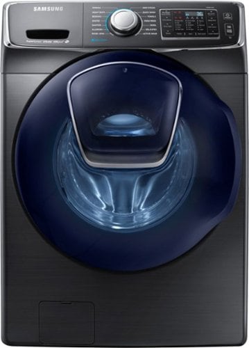 Samsung - 4.5 Cu. Ft. High Efficiency Stackable Front Load Washer with Steam and AddWash - Black stainless steel_0