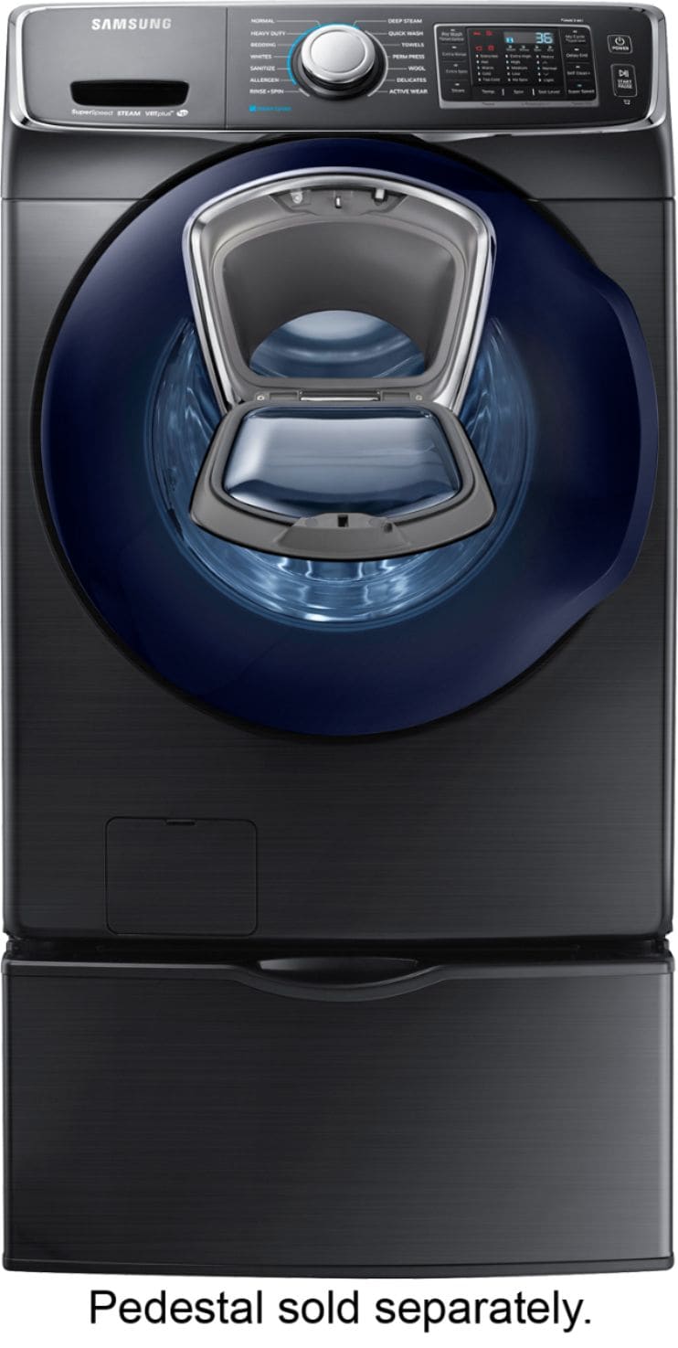 Samsung - 4.5 Cu. Ft. High Efficiency Stackable Front Load Washer with Steam and AddWash - Black stainless steel_11