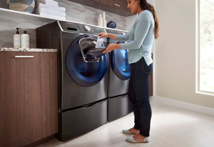 Samsung - 4.5 Cu. Ft. High Efficiency Stackable Front Load Washer with Steam and AddWash - Black stainless steel_10