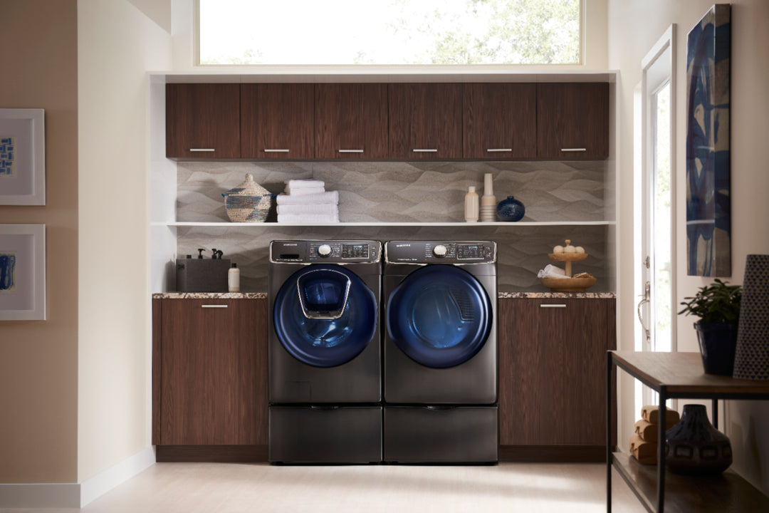 Samsung - 4.5 Cu. Ft. High Efficiency Stackable Front Load Washer with Steam and AddWash - Black stainless steel_8