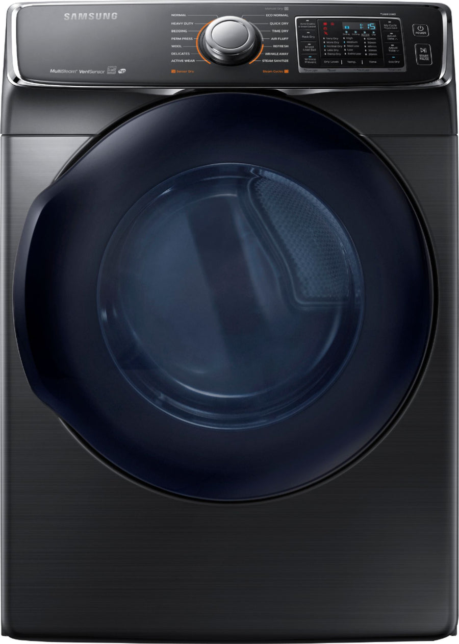 Samsung - 7.5 Cu. Ft. Stackable Gas Dryer with Steam and Sensor Dry - Black Stainless Steel_0