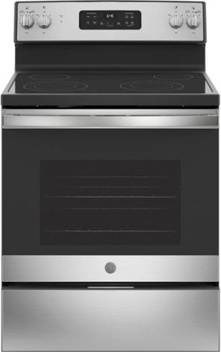 GE - 5.3 Cu. Ft. Freestanding Electric Range with Self-cleaning - Stainless steel_0