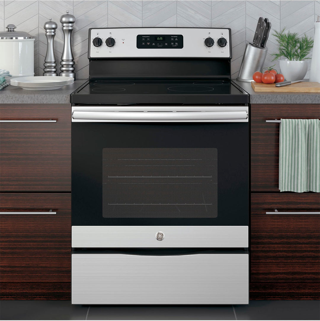 GE - 5.3 Cu. Ft. Freestanding Electric Range with Self-cleaning - Stainless steel_6