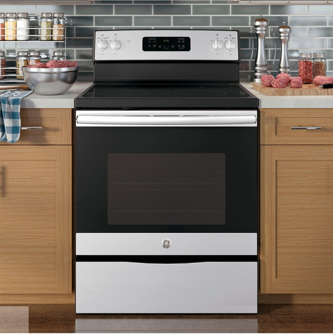 GE - 5.3 Cu. Ft. Freestanding Electric Range with Self-cleaning - Stainless steel_5