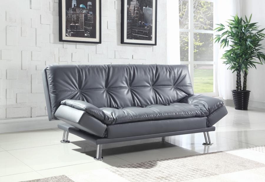 Dilleston Tufted Back Upholstered Sofa Bed Grey_0