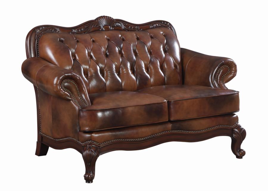 Victoria Tufted Back Loveseat Tri-tone and Brown_0
