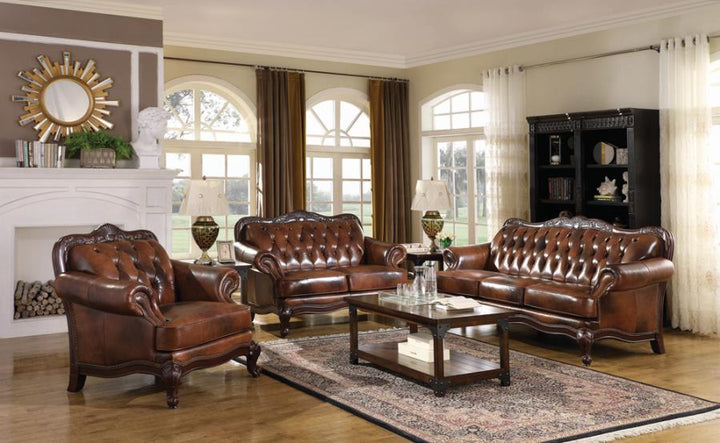Victoria Tufted Back Loveseat Tri-tone and Brown_3