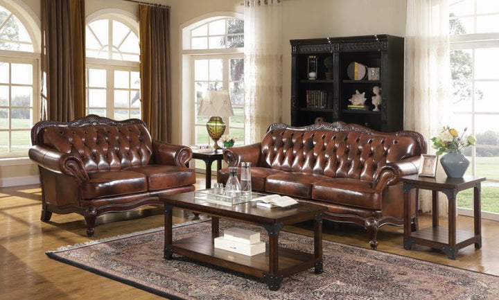 Victoria Tufted Back Loveseat Tri-tone and Brown_2