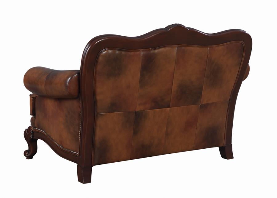 Victoria Tufted Back Loveseat Tri-tone and Brown_1