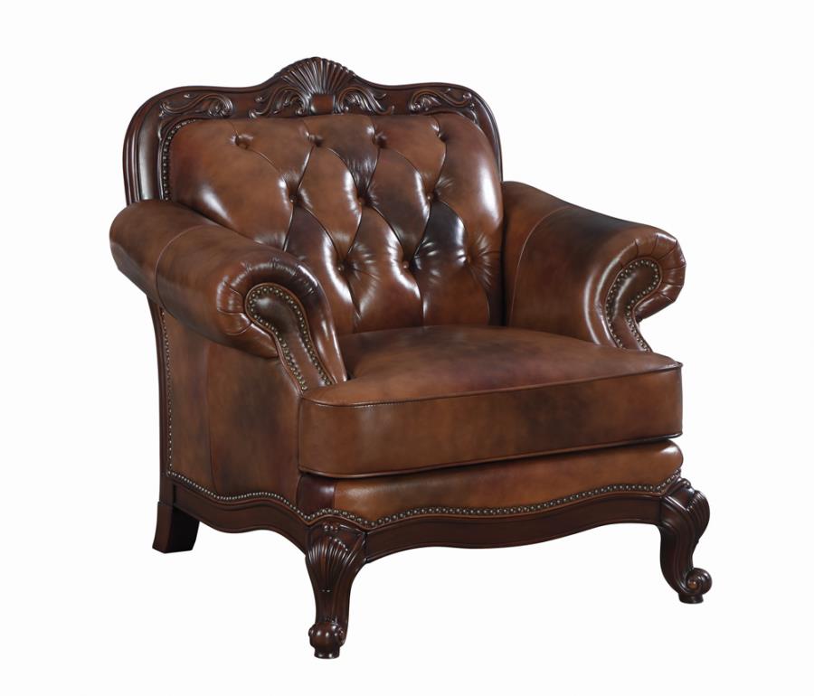 Victoria Rolled Arm Chair Tri-tone and Brown_0