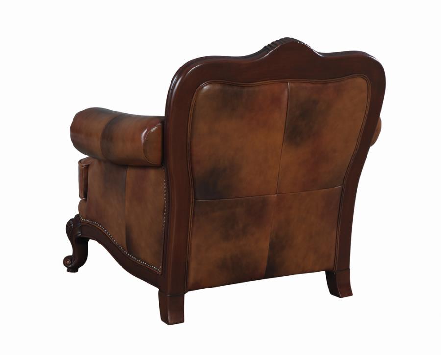 Victoria Rolled Arm Chair Tri-tone and Brown_1