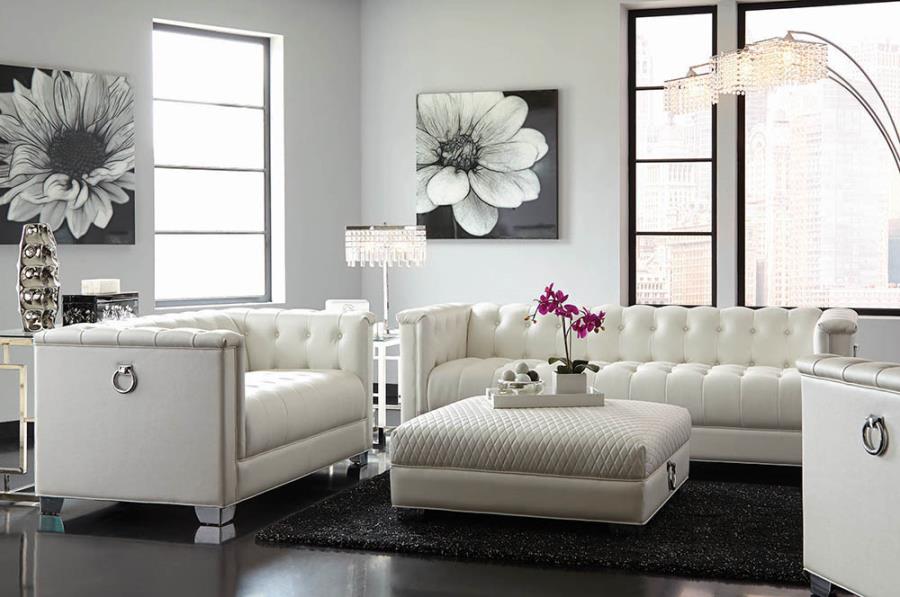Chaviano Upholstered Tufted Living Room Set Pearl White_0