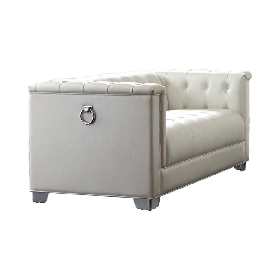 Chaviano Tufted Upholstered Loveseat Pearl White_3