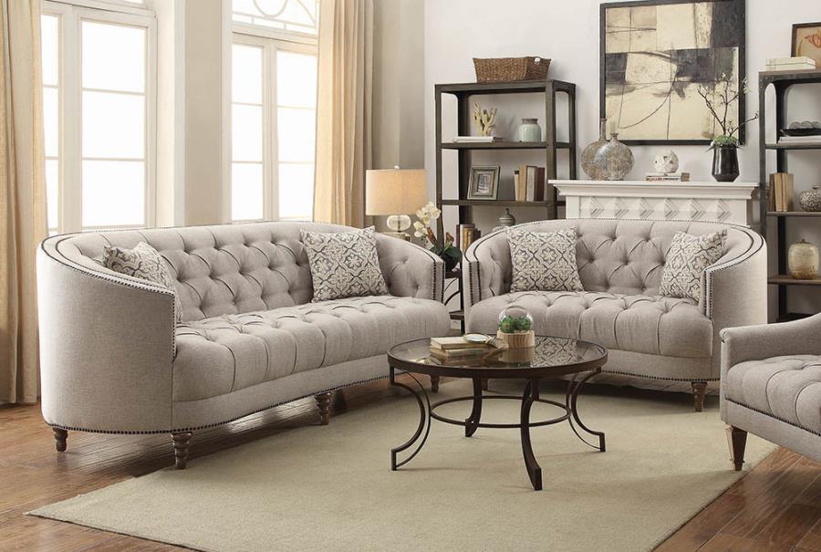 Avonlea Upholstered Tufted Living Room Set Grey_0