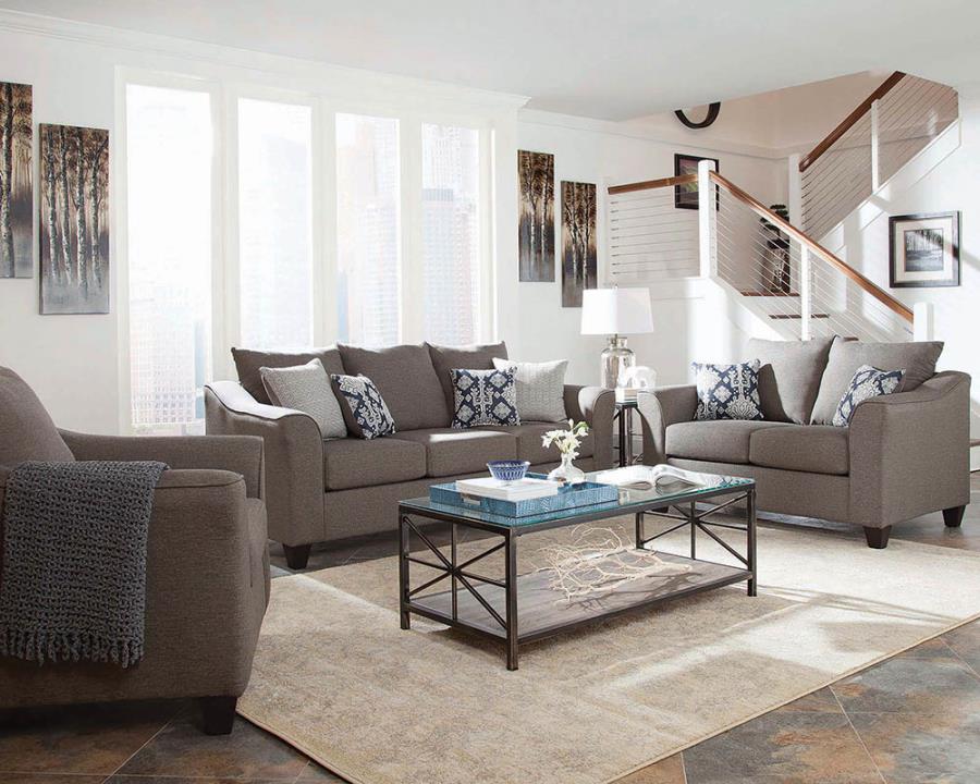 Salizar Upholstered Flared Arm Living Room Set Grey_0