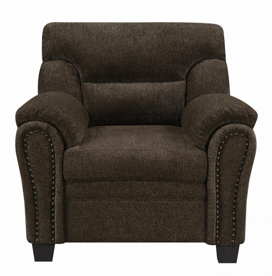 Clemintine Upholstered Chair with Nailhead Trim Brown_1