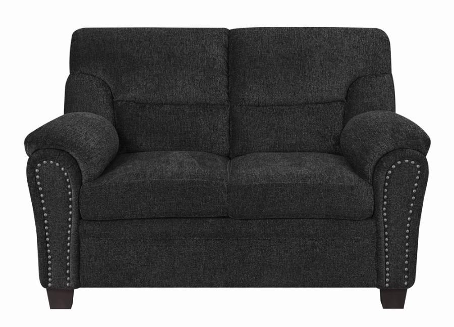 Clemintine Upholstered Loveseat with Nailhead Trim Graphite_2