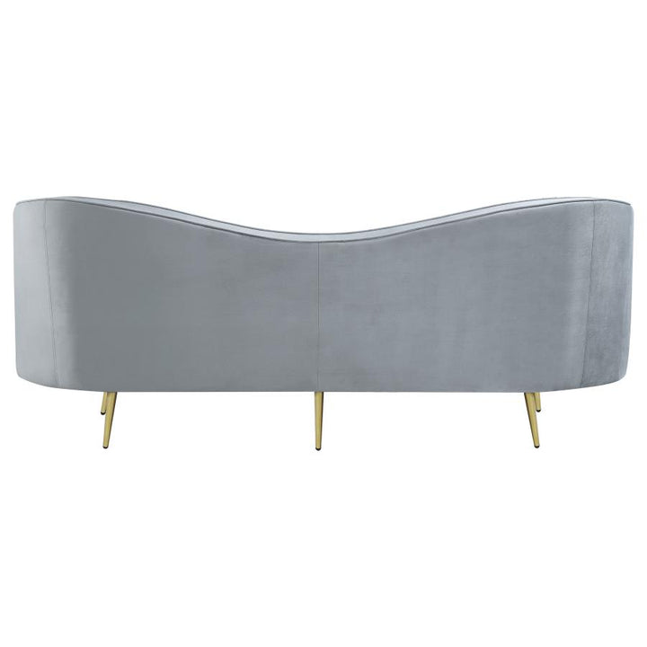 Sophia Upholstered Sofa with Camel Back Grey and Gold_5