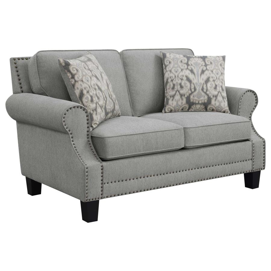 Sheldon Upholstered Loveseat with Rolled Arms Grey_1