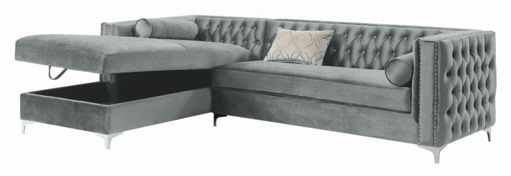 Bellaire Button-tufted Upholstered Sectional Silver_4