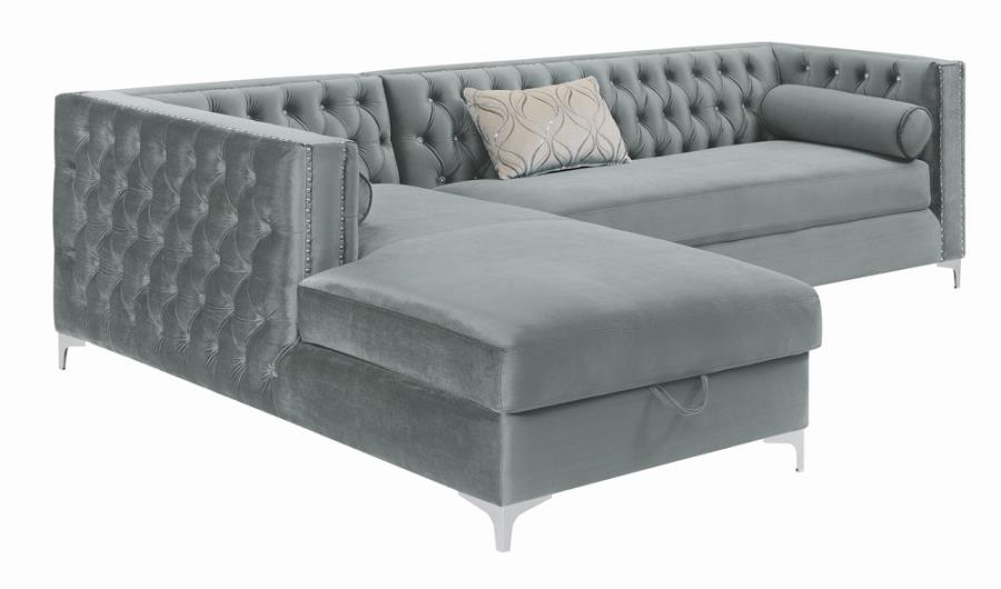 Bellaire Button-tufted Upholstered Sectional Silver_5