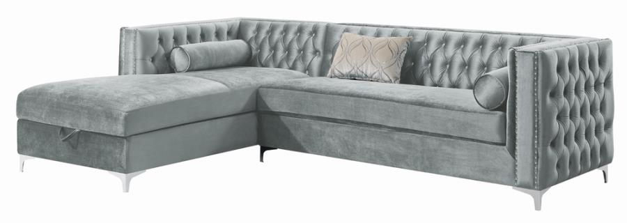 Bellaire Button-tufted Upholstered Sectional Silver_1