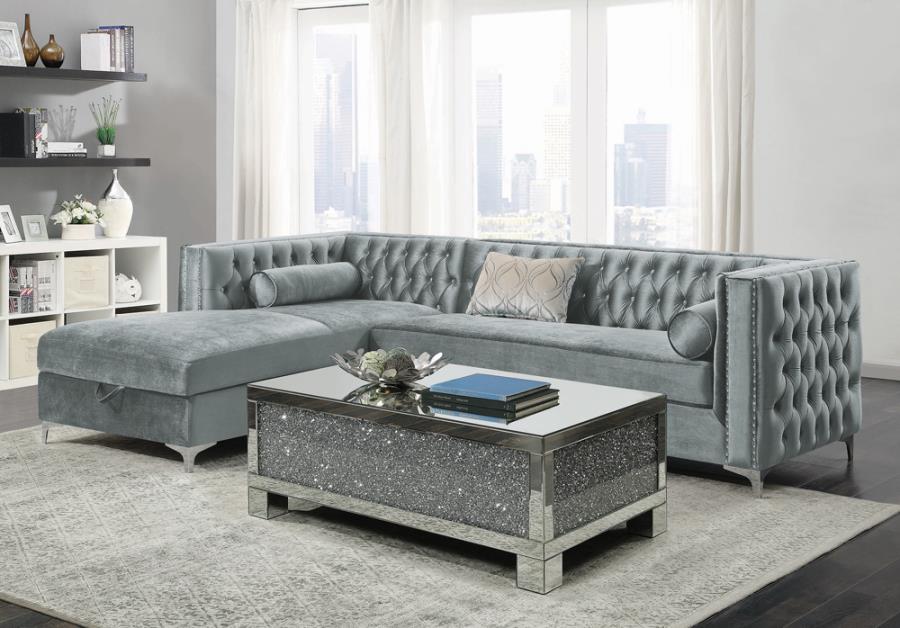 Bellaire Button-tufted Upholstered Sectional Silver_3