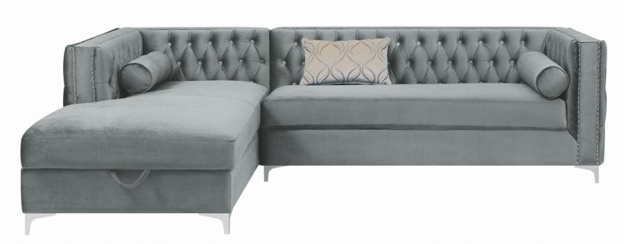 Bellaire Button-tufted Upholstered Sectional Silver_6