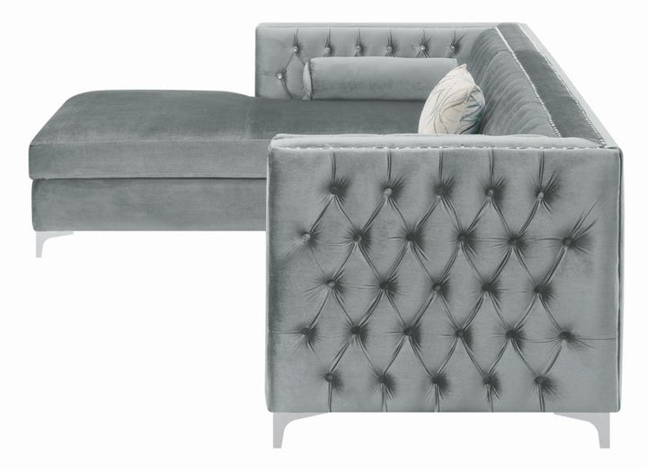 Bellaire Button-tufted Upholstered Sectional Silver_9