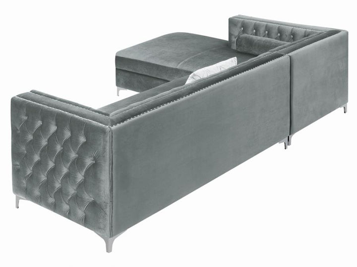 Bellaire Button-tufted Upholstered Sectional Silver_2