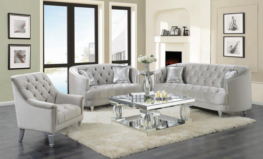 Avonlea 3-piece Tufted Living Room Set Grey_1