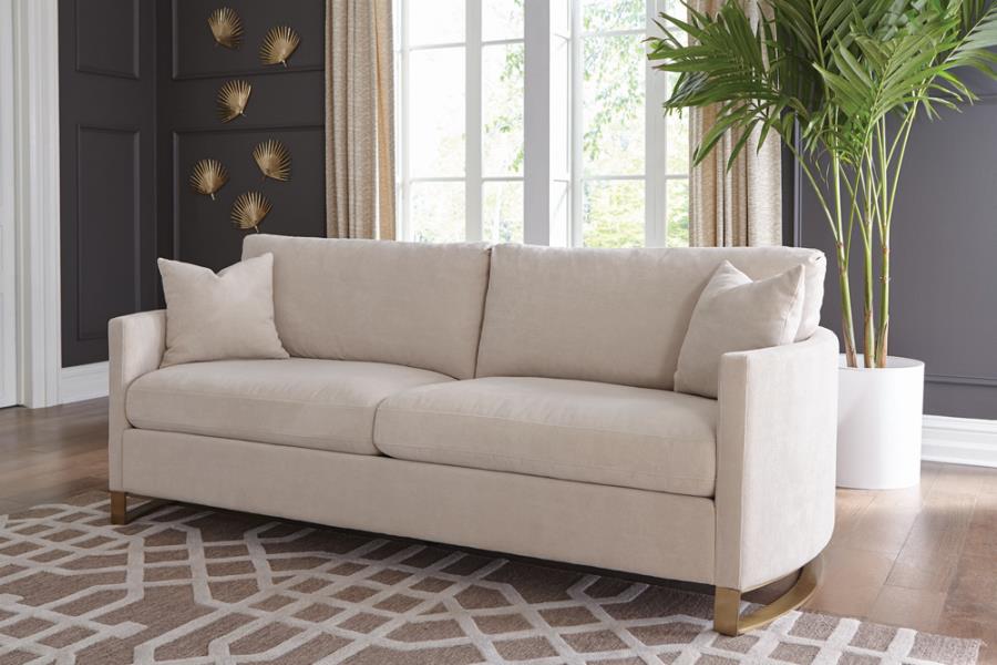 Corliss Upholstered Arched Arms Sofa Beige_0