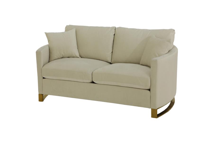 Corliss Upholstered Arched Arms Loveseat Beige_1