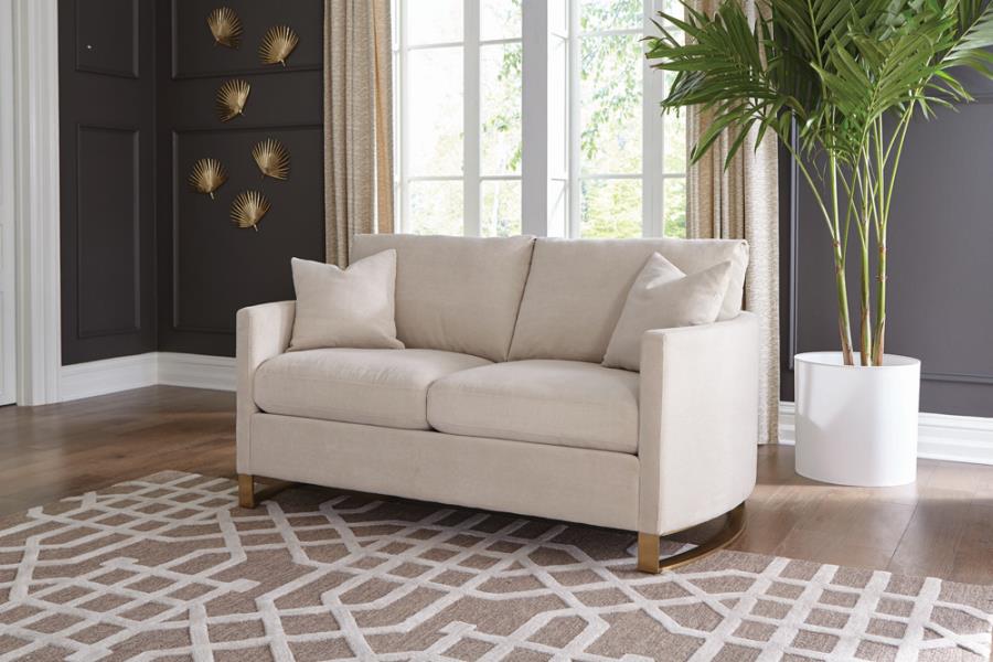 Corliss Upholstered Arched Arms Loveseat Beige_0