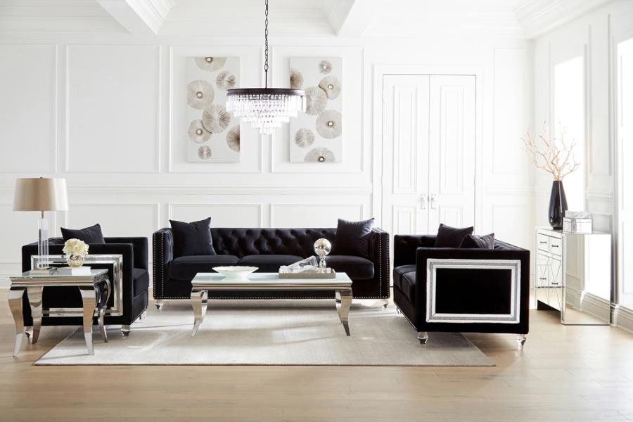 Delilah Upholstered Living Room Set Black_0